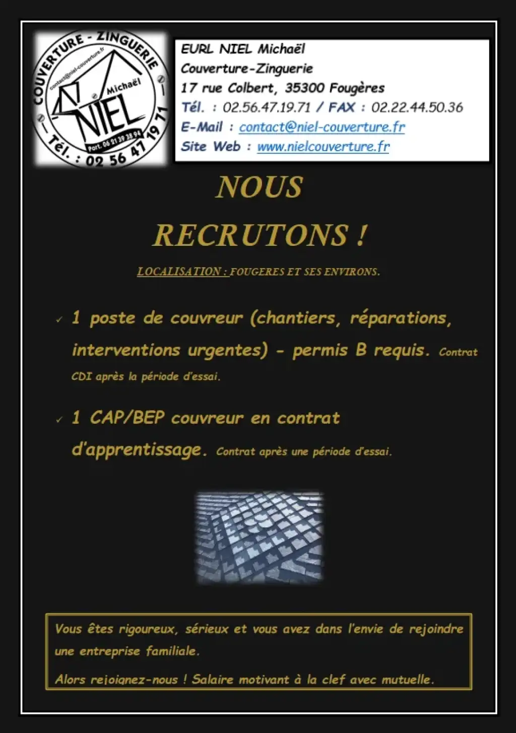 Offre d'emplois - Nous recrutons